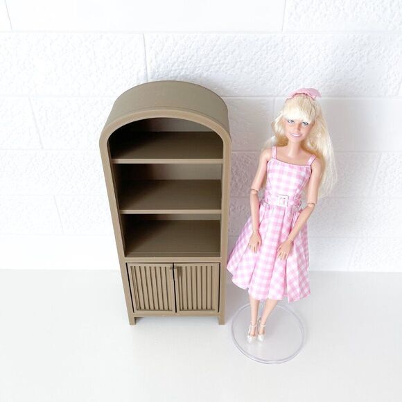 Miniature Armoire for Dolls 1:6 Scale Muted Brown Furniture 12” Barbie Integrity - Picture 6 of 6